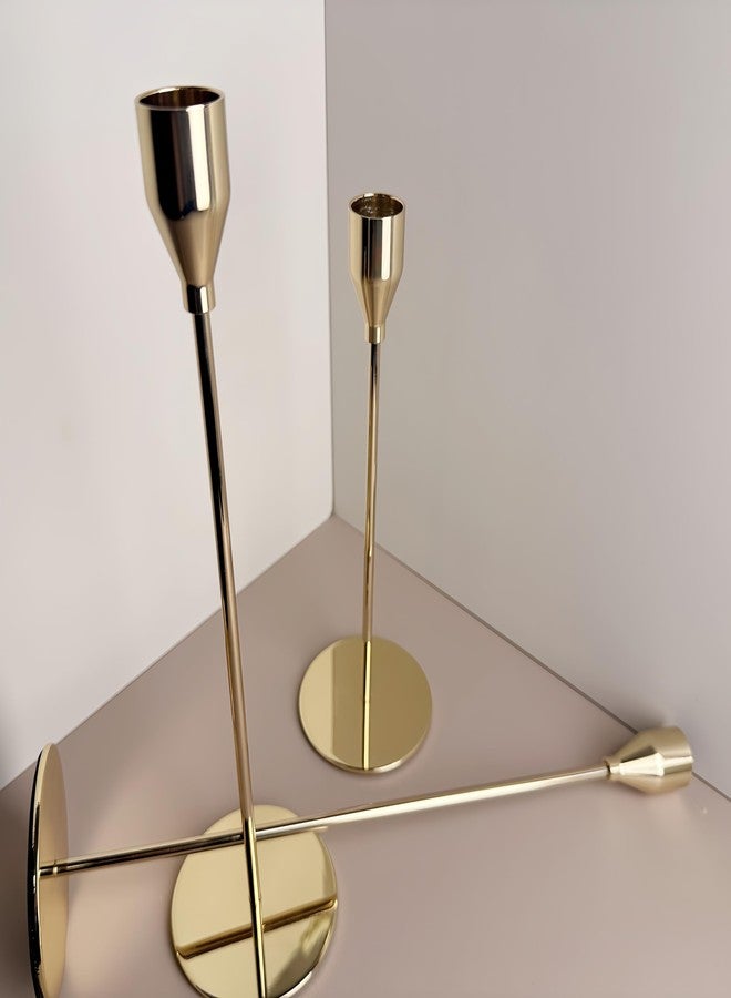 SwandTanpand Candle Holders Gold Decor 3 Set, 9"x11"x13" Iron Candle Holder Three-Piece Set Table Decor centerpieces Living Room, Mantelpiece, Decorative Ornaments, Candle Holder Wedding Decor(Gold) - Image 4